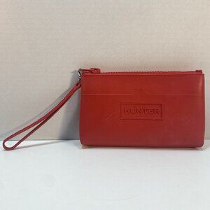 Hunter For Target Large Red Rubber Pouch Bag Wristlet Clutch Purse Makeup Zipper